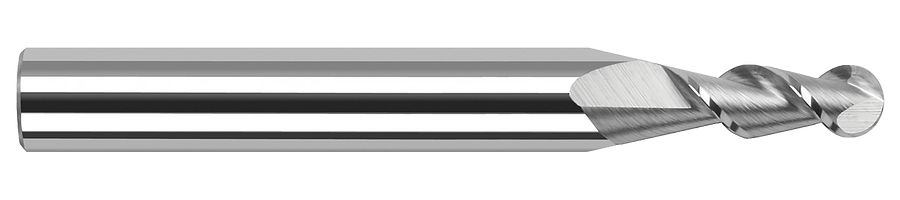 Picture of Harvey Tool 27910 .156 Ball x 45 Helix CarbideEM, 2 FL End Mill Standard Flute Standard Helix Carbide Uncoated Single End Ball NoseBall